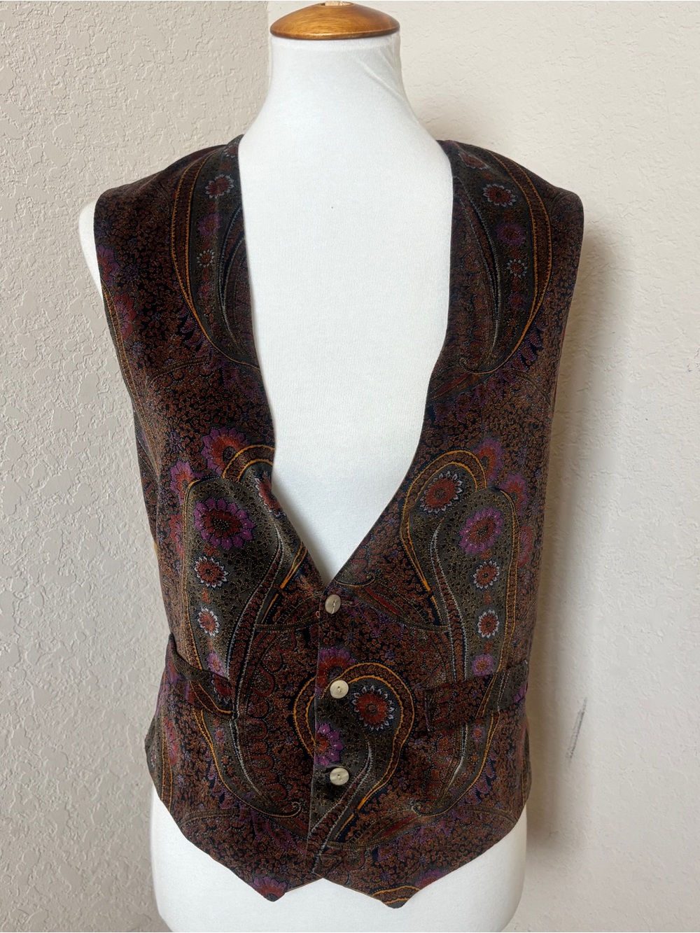 Genesis Unisex Boho Vintage paisley brocade vest Size Medium